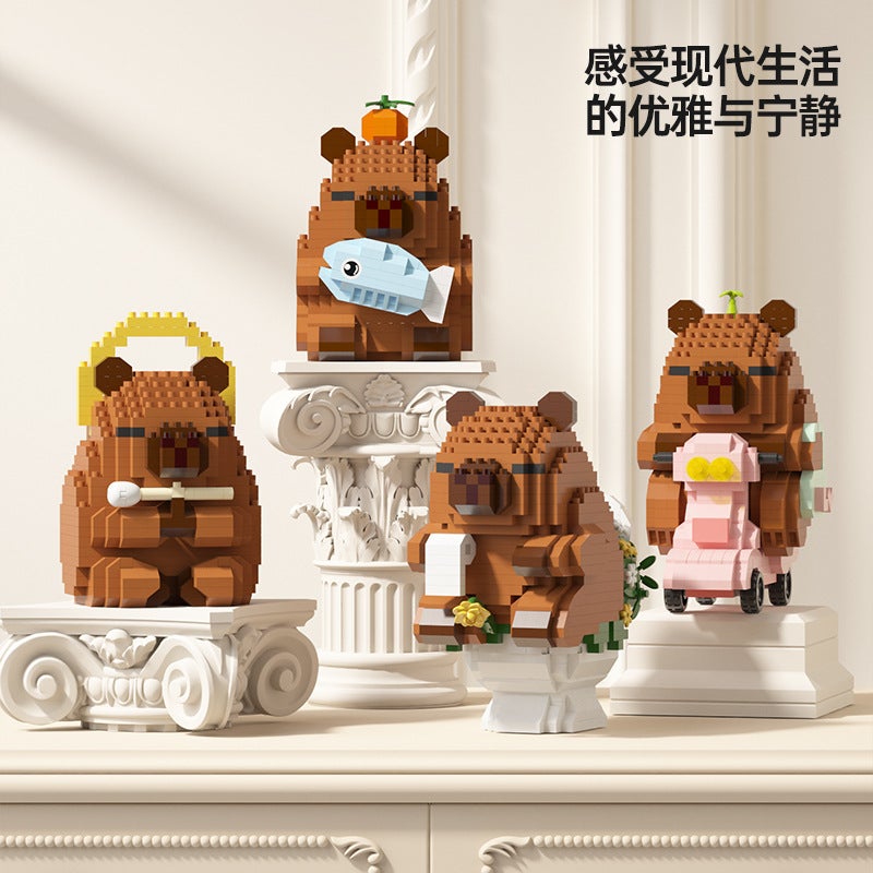 Wow Customized Capybara Guinea Pig Bala Toy Desktop Ornaments Toy Assembled Building Blocks Worker Series Gifts - Image 4